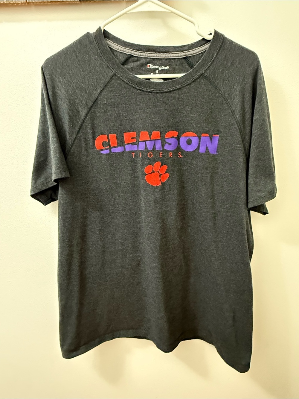 Champion Dark Gray Tee with Accent Logo Clemson Tigers College - Picture 1 of 7